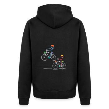 Strichmännchen Radfahrern, Fahrrad Bike Sport Tun - Unisex Premium Bio Zip Hoodie - Schwarz - Hinten - Nico (187cm)