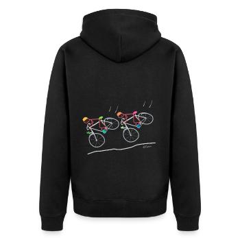 Strichfrau Rennrad, Wettkampf Tour lustig Sport - Unisex Premium Bio Zip Hoodie - Schwarz - Hinten - Nico (187cm)