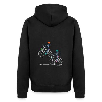 Strimännchen Fahrrad Ausflug, Sport Beruf Job - Unisex Premium Bio Zip Hoodie - Schwarz - Hinten - Nico (187cm)
