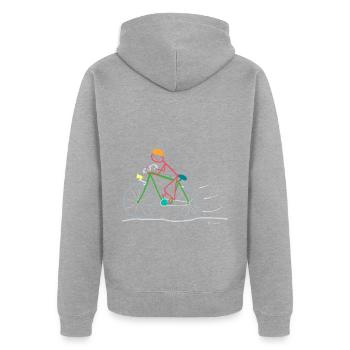 Figure de bâton de vélo femme mobilité durable - Veste à capuche bio Premium Unisexe - gris chiné - Dos - Nico (187cm)