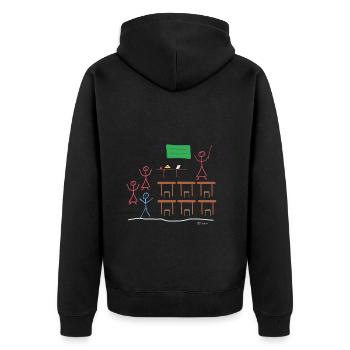 Schülerin Strichmännnchen, Schulklasse lustig job - Unisex Premium Bio Zip Hoodie - Schwarz - Hinten - Nico (187cm)