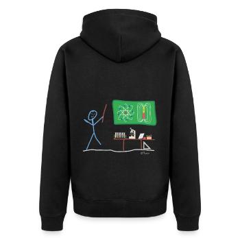 Naturwissenschaft Strichmännnchen Chemie Physik - Unisex Premium Bio Zip Hoodie - Schwarz - Hinten - Nico (187cm)