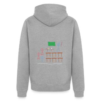 Stick figure classe classe travail pause travail - Veste à capuche bio Premium Unisexe - gris chiné - Dos - Nico (187cm)