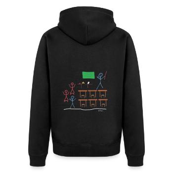 Strichmännchen Schulklasse Unterricht Pause Arbeit - Unisex Premium Bio Zip Hoodie - Schwarz - Hinten - Nico (187cm)