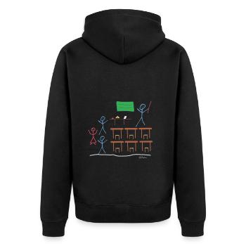 Strichmännnchen Klasse, Schule Gymnasium Schule - Unisex Premium Bio Zip Hoodie - Schwarz - Hinten - Nico (187cm)