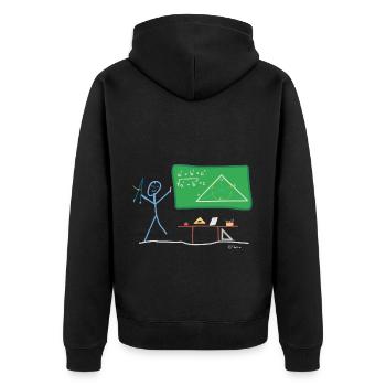Schule Strichmännnchen, Geometrie Aufgabe Mathe - Unisex Premium Bio Zip Hoodie - Schwarz - Hinten - Nico (187cm)