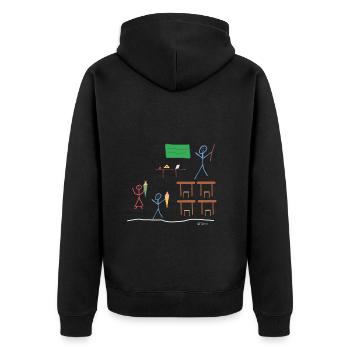 Schulanfang Strichmännnchen, Einschulung Kinder - Unisex Premium Bio Zip Hoodie - Schwarz - Hinten - Nico (187cm)