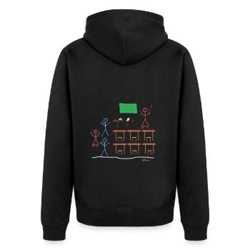 Strichfrau Lehrerin Unterricht Kinder Schüler Job - Unisex Premium Bio Zip Hoodie - Schwarz - Hinten - Nico (187cm)