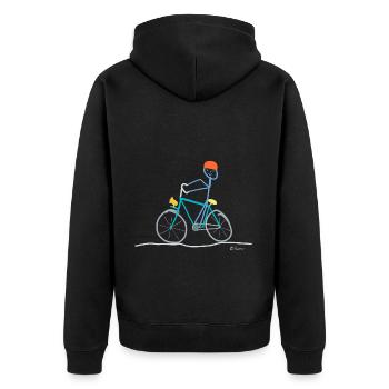 Bike e Bike stick figure Pedals pedaling - Unisex Premium Organic Zip Hoodie - black - Back - Nico (187cm)