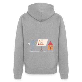 Draftsman Stick figure planner Constructor Job - Unisex Premium Organic Zip Hoodie - heather grey - Back - Nico (187cm)