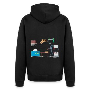 Tischler Schreiner Strichmännchen Handwerk Holz - Unisex Premium Bio Zip Hoodie - Schwarz - Hinten - Nico (187cm)