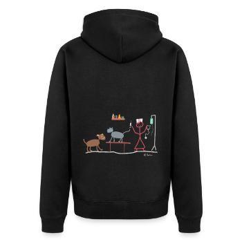 Veterinarian stick figure woman veterinary medicine job - Unisex Premium Organic Zip Hoodie - black - Back - Nico (187cm)