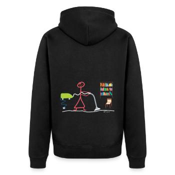 Haushalt Strichmännchen Hausfrau Staubsauger - Unisex Premium Bio Zip Hoodie - Schwarz - Hinten - Nico (187cm)