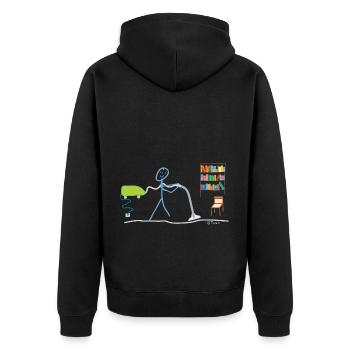 Haushalt Strichmännchen Hausmann Staubsauger Job - Unisex Premium Bio Zip Hoodie - Schwarz - Hinten - Nico (187cm)