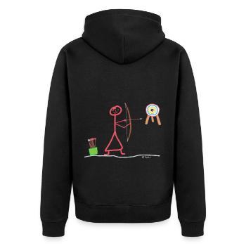 Bogenschießen Strichmännchen Strichfrau Sport - Unisex Premium Bio Zip Hoodie - Schwarz - Hinten - Nico (187cm)