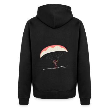 Gleitschirm Luftsport Aero Wind Paragleiter Sport - Unisex Premium Bio Zip Hoodie - Schwarz - Hinten - Nico (187cm)