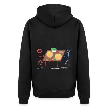 Schnitzel Strichmännchen Restaurant Gourmet Salat - Unisex Premium Bio Zip Hoodie - Schwarz - Hinten - Nico (187cm)