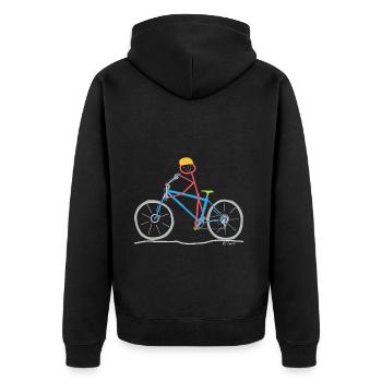 Fahrrad Strichfrau Sport Bike Rad Pedale - Unisex Premium Bio Zip Hoodie - Schwarz - Hinten - Nico (187cm)