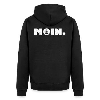 Moin. (Grunge-Edition) - Unisex Premium Bio Zip Hoodie - Schwarz - Hinten - Nico (187cm)