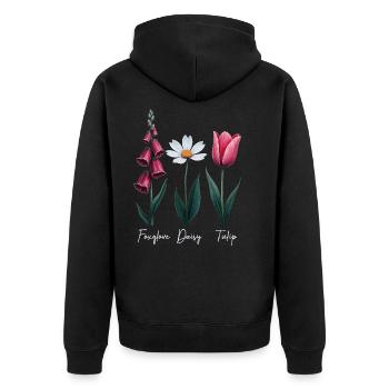 Foxglove Daisy Tulip Floral - Veste à capuche bio Premium Unisexe - noir - Dos - Nico (187cm)