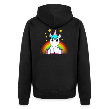 Licorne avec arc-en-ciel et étoiles - Veste à capuche bio Premium Unisexe - noir - Dos - Nico (187cm)