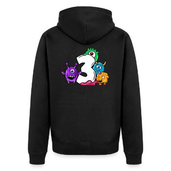 Monster Dritter Geburtstag 3 Jahre Geschenk - Unisex Premium Bio Zip Hoodie - Schwarz - Hinten - Nico (187cm)