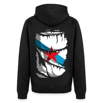 Independence flag of Galicia - Unisex Premium Organic Zip Hoodie - black - Back - Nico (187cm)