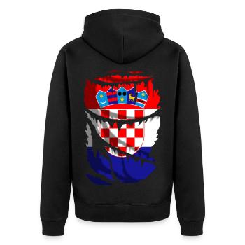 Drapeau de la Croatie, effet tissu cassé ou déchiré - Veste à capuche bio Premium Unisexe - noir - Dos - Nico (187cm)