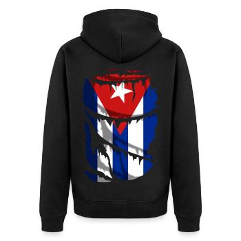 Drapeau de Cuba, effet tissu cassé - Veste à capuche bio Premium Unisexe - noir - Dos - Nico (187cm)