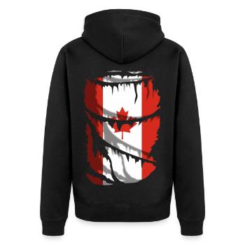 Flag of Canada, with broken fabric effect - Unisex Premium Organic Zip Hoodie - black - Back - Nico (187cm)