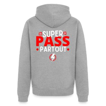 super passe partout pass sanitaire cadeau humour - Veste à capuche bio Premium Unisexe - gris chiné - Dos - Nico (187cm)