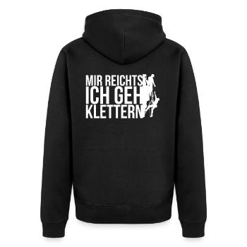 Mir Reichts ich geh Spruch Kletter Geschenk - Unisex Premium Bio Zip Hoodie - Schwarz - Hinten - Nico (187cm)