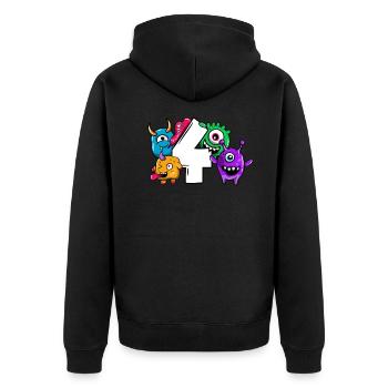 Monstre quatrième anniversaire 4 ans cadeau - Veste à capuche bio Premium Unisexe - noir - Dos - Nico (187cm)