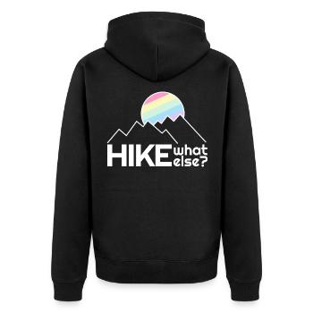 Bergsteigen Bergsteiger Bergsport Wandern Design - Unisex Premium Bio Zip Hoodie - Schwarz - Hinten - Nico (187cm)