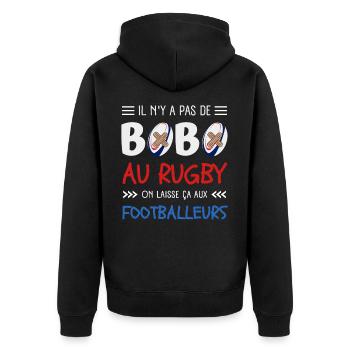 Il N'y A Pas De Bobo Au Rugby Humour Rugbyman - Veste à capuche bio Premium Unisexe - noir - Dos - Nico (187cm)