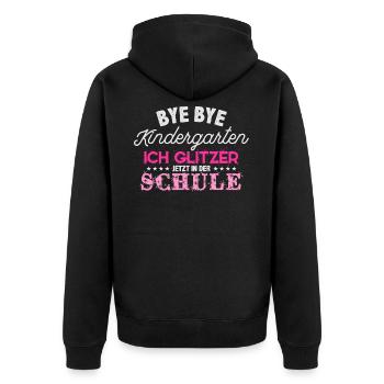 Tschüss Kindergarten Schule Einschulung Geschenk - Unisex Premium Bio Zip Hoodie - Schwarz - Hinten - Nico (187cm)