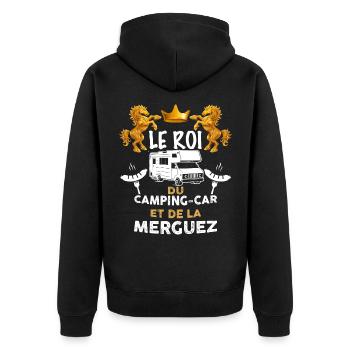 Roi du camping-car roi de la merguez - Veste à capuche bio Premium Unisexe - noir - Dos - Nico (187cm)