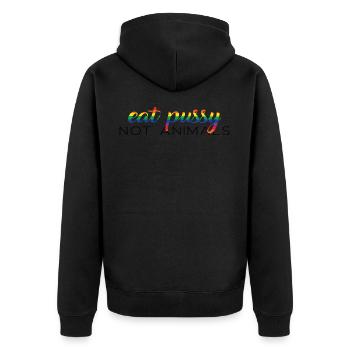 Eat pussy not animals - Veste à capuche bio Premium Unisexe - noir - Dos - Nico (187cm)