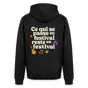 What's happening at the Summer Comedy Festival - Unisex Premium Organic Zip Hoodie - black - Back - Nico (187cm)