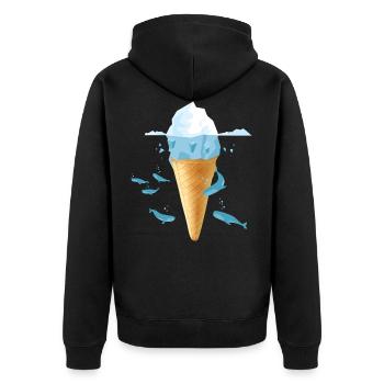 IceCream (Whales-Edition) - Unisex Premium Bio Zip Hoodie - Schwarz - Hinten - Nico (187cm)