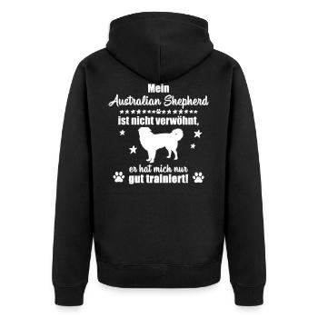 Australian Shepherd - Statement - Unisex Premium Bio Zip Hoodie - Schwarz - Hinten - Nico (187cm)