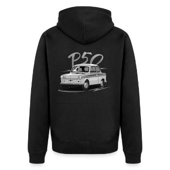  P50 - Unisex Premium Organic Zip Hoodie - black - Back - Nico (187cm)