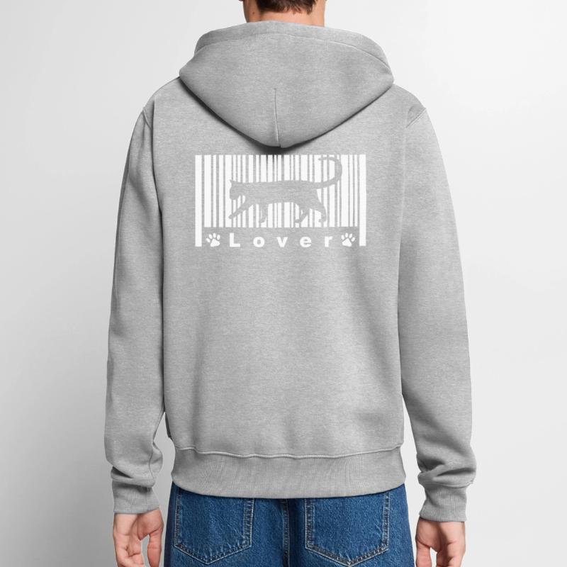 Chat - Chaton - Symbole - Code Barre - Code Barre Veste à capuche bio Premium Unisexe