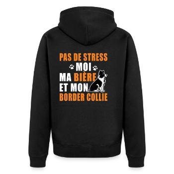 Border collie T shirt homme humour border collie - Veste à capuche bio Premium Unisexe - noir - Dos - Nico (187cm)