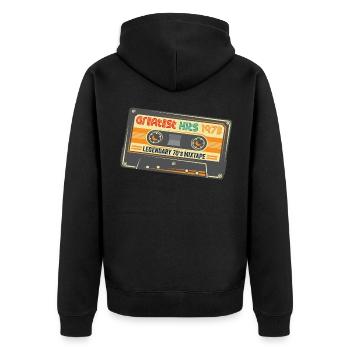 Greatest Hits 1973 Birthday Cassette Tape Design - Unisex Premium Organic Zip Hoodie - black - Back - Nico (187cm)
