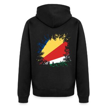 Seychellen Flagge Farbspritzer - Unisex Premium Bio Zip Hoodie - Schwarz - Hinten - Nico (187cm)