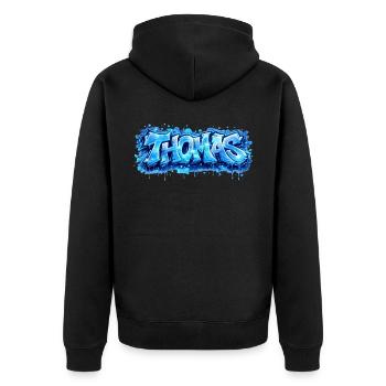 Graffiti Thomas Name Gift Ideal Printable - Unisex Premium Organic Zip Hoodie - black - Back - Nico (187cm)