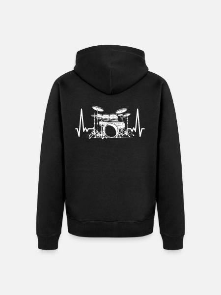 Drums Heartbeat EKG Drummer Drum - Unisex Premium Organic Zip Hoodie - black