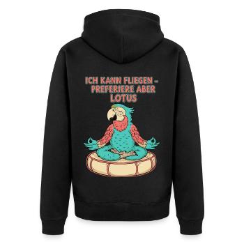 I can fly, but prefer lotus - Unisex Premium Organic Zip Hoodie - black - Back - Nico (187cm)