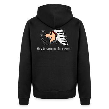 Indianer Häuptling Friedenspfeife rauchen - Unisex Premium Bio Zip Hoodie - Schwarz - Hinten - Nico (187cm)